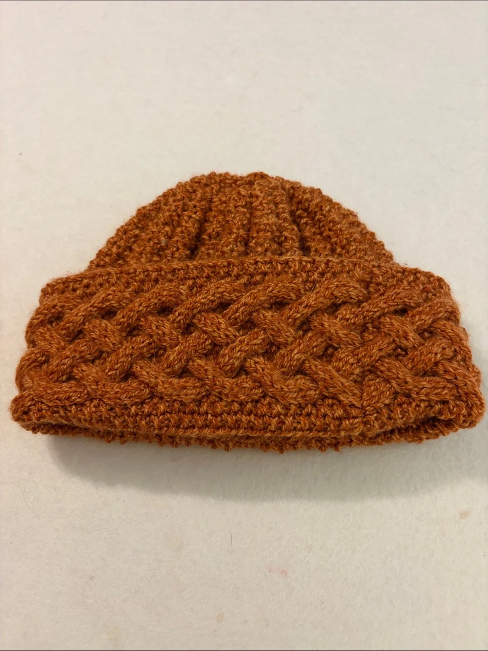 Handmade beanie, copper color
